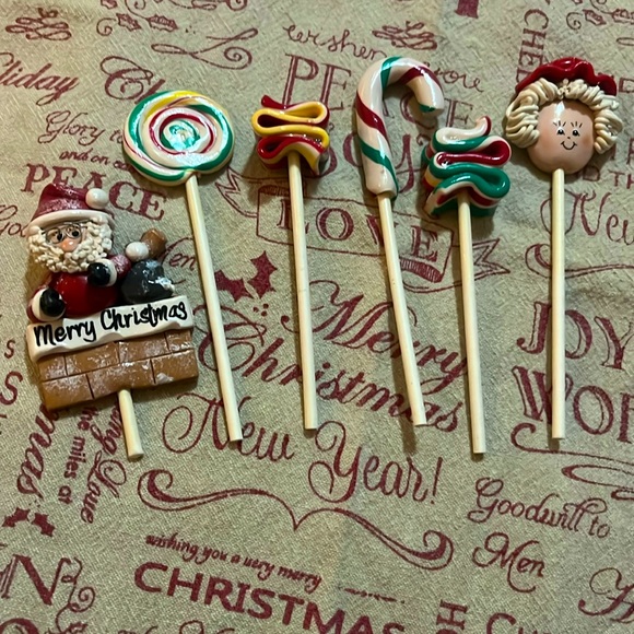 ⚠️ Vintage resin handmade candy Christmas picks - Picture 1 of 12